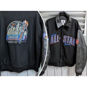 1998 NBA All-Star Kobe Madison MSG NY Wool LEATHER bomber jacket XL Arrow vtg